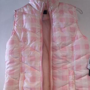 Pink Checked Puffy Vest